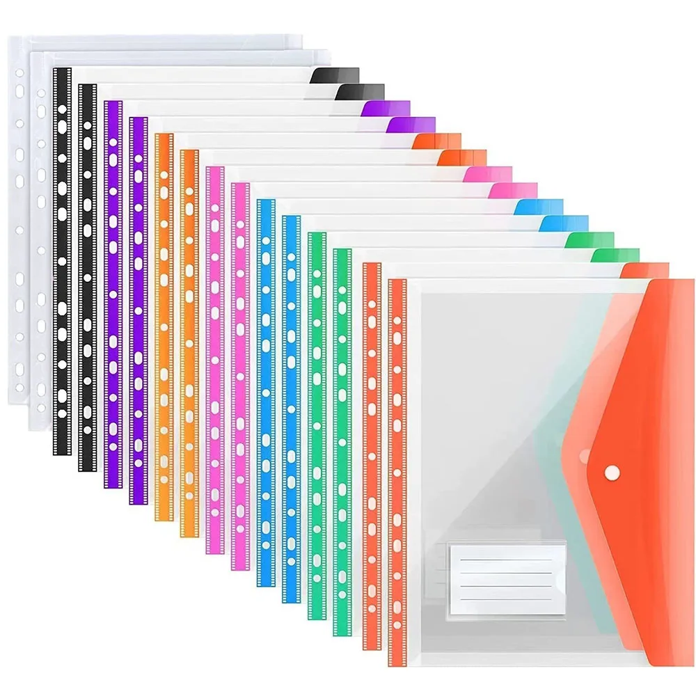Plastic Envelope with Adhesive Snaps & 11 Holes File Folder Expansion Bag for 2/3/4 Ring File Bag 14Random Colors For School
Plastic Envelope with Adhesive Snaps & 11 Holes File Folder Expansion Bag for 2/3/4 Ring File Bag 14Random Colors For School