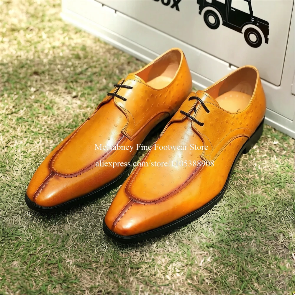 Elegant Ostrich Pattern Embossed Leather Men Derby Shoes Lace up Formal Business Office Wedding Gentleman Dress Shoes Plus Size
Elegant Ostrich Pattern Embossed Leather Men Derby Shoes Lace up Formal Business Office Wedding Gentleman Dress Shoes Plus Size
