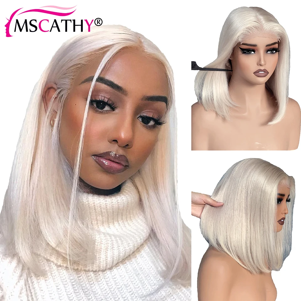 White Blonde Short Straight Bob Wigs Human Hair Ready To Wear 5x5 Glueless HD Transparent Lace Frontal Wig Tiny Knots Preplucked
White Blonde Short Straight Bob Wigs Human Hair Ready To Wear 5x5 Glueless HD Transparent Lace Frontal Wig Tiny Knots Preplucked
