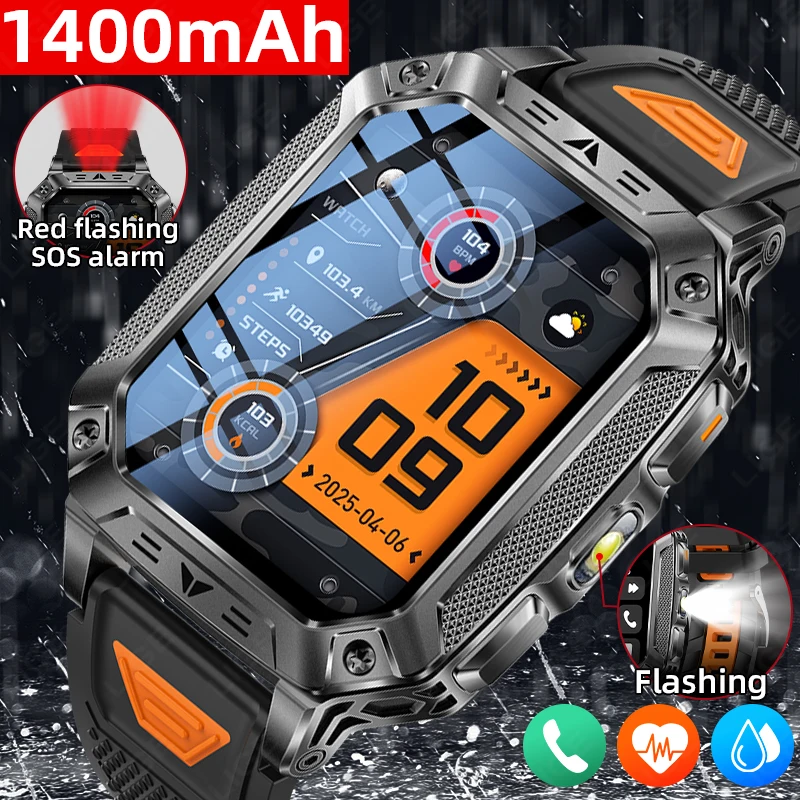 Sports Smart Watch 2026 New 1400mAh Battery Military Outdoor Tracker IP68 Waterproof LED Flashlight Heart Rate Smartwatch Men
Sports Smart Watch 2026 New 1400mAh Battery Military Outdoor Tracker IP68 Waterproof LED Flashlight Heart Rate Smartwatch Men