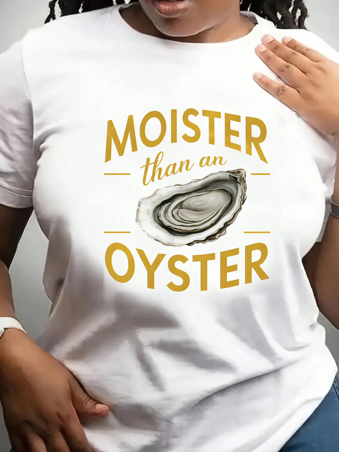 【ZXH11214】Moister Than An Oyster Funny Seafood Graphic Plus Size Women's Printed Crew Neck T-Shirt Beach Humor Short Sleeve Top
【ZXH11214】Moister Than An Oyster Funny Seafood Graphic Plus Size Women's Printed Crew Neck T-Shirt Beach Humor Short Sleeve Top