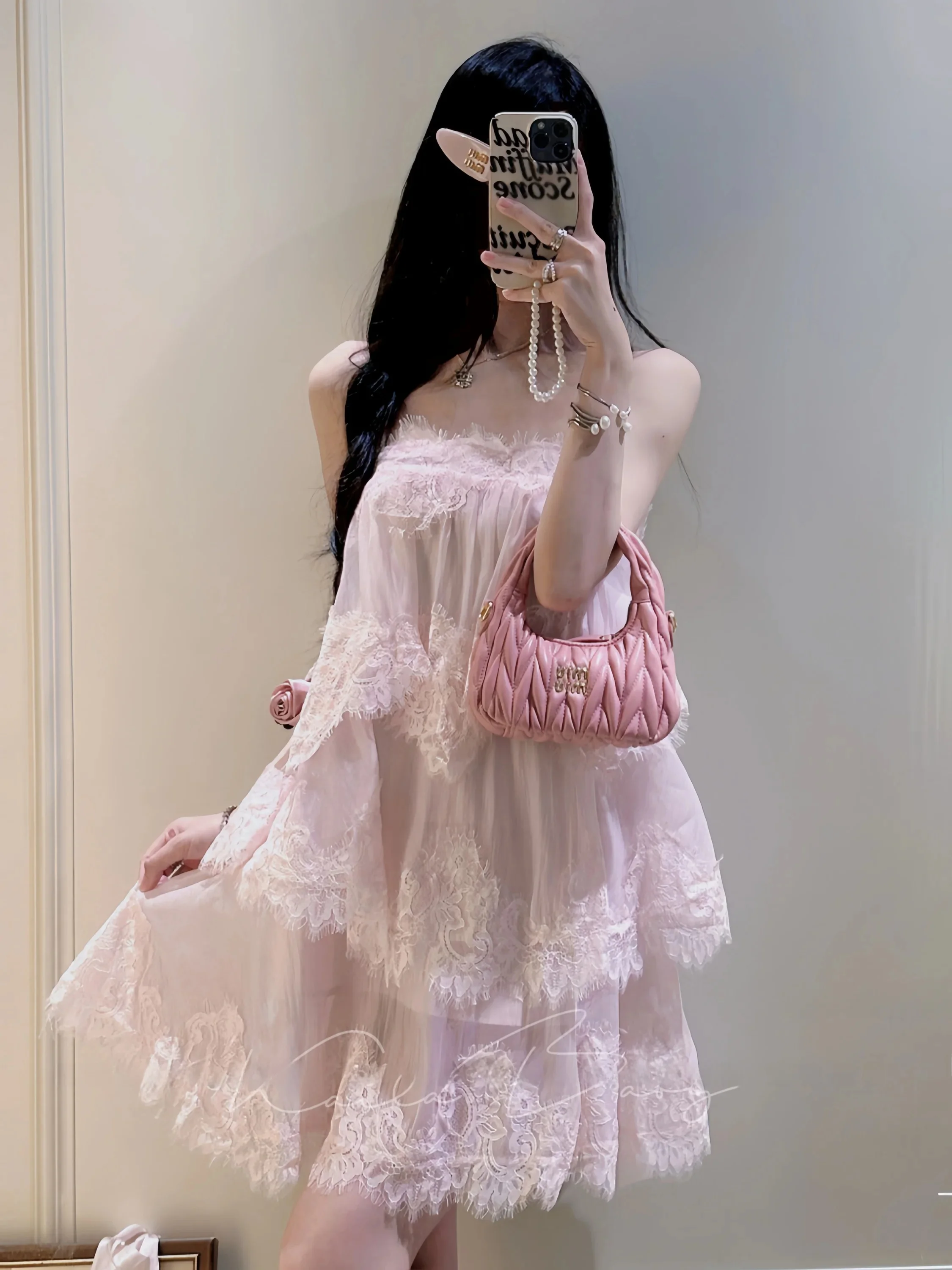Pure Desire Lace Strap Dress Women Gentle Slim Cake Skirt Backless Fairy Date Dress Soft Pink Fog Peach Crisp Biscuit Style
Pure Desire Lace Strap Dress Women Gentle Slim Cake Skirt Backless Fairy Date Dress Soft Pink Fog Peach Crisp Biscuit Style