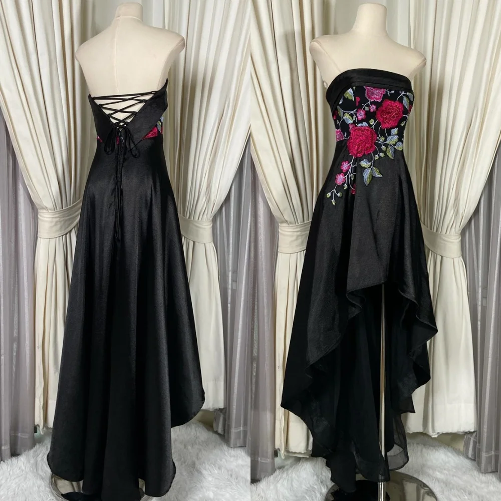 Customized Modern Black Evening Dresses Classic Strapless Sleeveless Homecoming Dresses Temperament Lace Up Back Prom Dress
Customized Modern Black Evening Dresses Classic Strapless Sleeveless Homecoming Dresses Temperament Lace Up Back Prom Dress