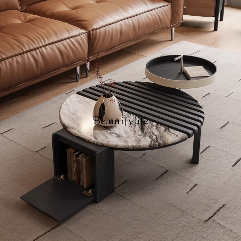 Italian minimalist solid wood coffee table living room household rock slab hollow storage large capacity
Italian minimalist solid wood coffee table living room household rock slab hollow storage large capacity