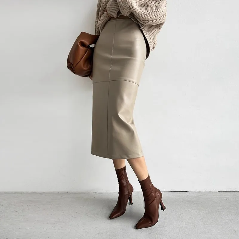 Leather skirt, women's autumn and winter new style, elegant and slimmingpuLeather mid-length bodycon skirt with high waist and d
Leather skirt, women's autumn and winter new style, elegant and slimmingpuLeather mid-length bodycon skirt with high waist and d