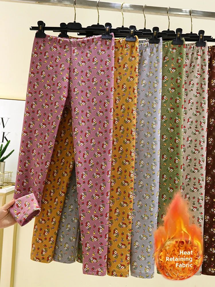 Warm Fleece Lined Trousers Elastic Waist Slim Fit Floral Print Large Size Base Layer Pants Autumn Winter Fashion Ladies
Warm Fleece Lined Trousers Elastic Waist Slim Fit Floral Print Large Size Base Layer Pants Autumn Winter Fashion Ladies