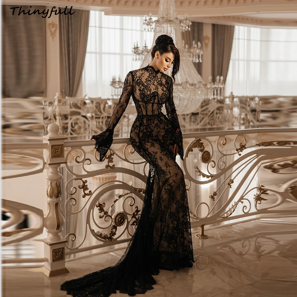 Thinyfull Mermaid Lace Arab Prom Dresses O-neck Full Sleeves Evening Gown 2025 Long Special Dress Robe De Soirée Customized
Thinyfull Mermaid Lace Arab Prom Dresses O-neck Full Sleeves Evening Gown 2025 Long Special Dress Robe De Soirée Customized
