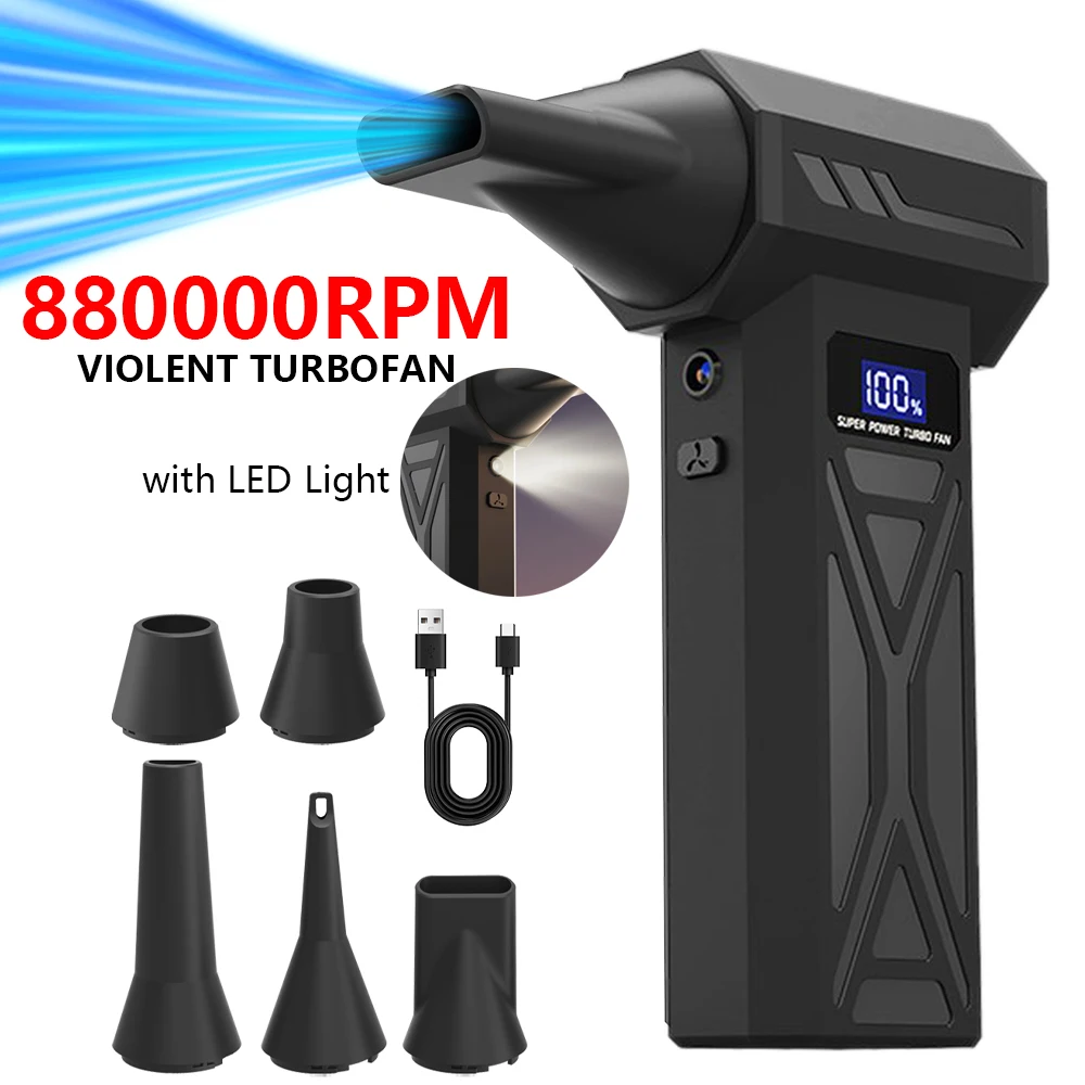 New P70 Violent Turbo Jet Air Blower with 5 Nozzles 880000RPM Electric Air Duster Handheld Car Dust Blowing Tool with Vacuum Kit
New P70 Violent Turbo Jet Air Blower with 5 Nozzles 880000RPM Electric Air Duster Handheld Car Dust Blowing Tool with Vacuum Kit
