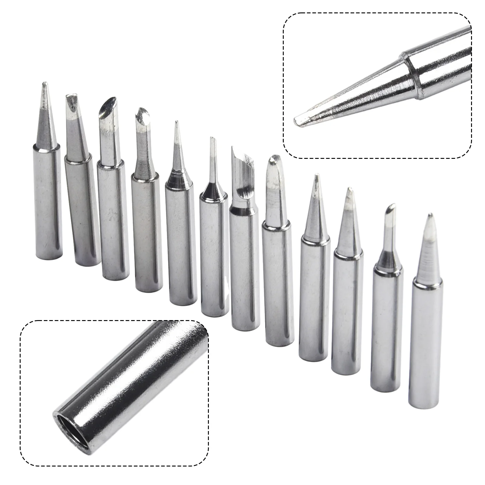 900M-T Soldering Tips 12 Piece Set for 936 937 938 969 8586 852D Soldering Stations Including I B C D K Tip Types
900M-T Soldering Tips 12 Piece Set for 936 937 938 969 8586 852D Soldering Stations Including I B C D K Tip Types