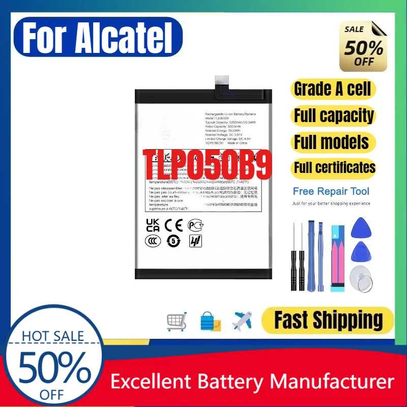 0 Cycle TLP050B9 Battery for Alcatel Mobile Phone High Quality Replacement Battery Grade A Lithium Polymer Bateria with Tools
0 Cycle TLP050B9 Battery for Alcatel Mobile Phone High Quality Replacement Battery Grade A Lithium Polymer Bateria with Tools