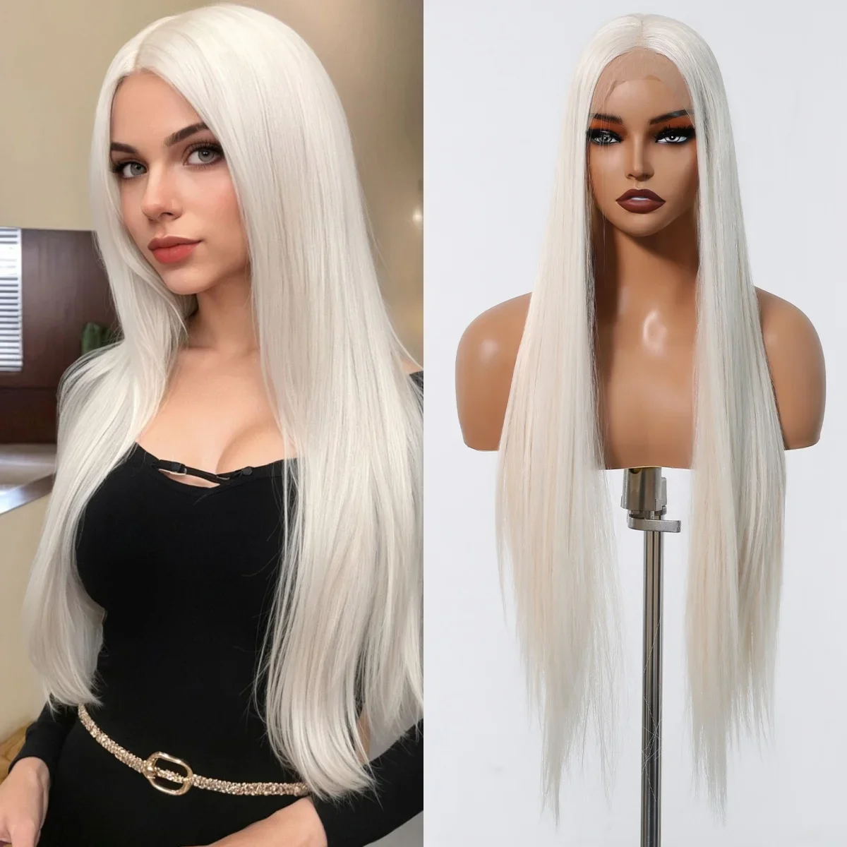 Glueless Soft Preplucked Ash Blonde Lace Front Wig 30Inch Long 180Density Straight Synthetic With Baby Hair Daily Heat Resistant
Glueless Soft Preplucked Ash Blonde Lace Front Wig 30Inch Long 180Density Straight Synthetic With Baby Hair Daily Heat Resistant