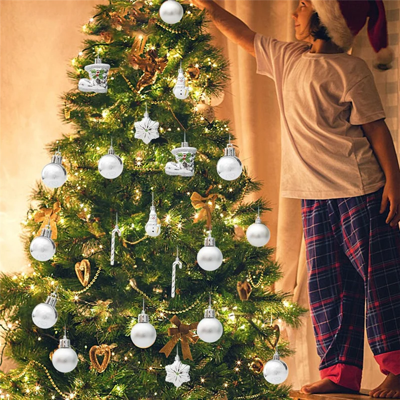 A47U Серебряные елочные украшения, набор из 20 атмосферных многоразовых серебряных украшений на Рождество, легко подвешивать
A47U Серебряные елочные украшения, набор из 20 атмосферных многоразовых серебряных украшений на Рождество, легко подвешивать