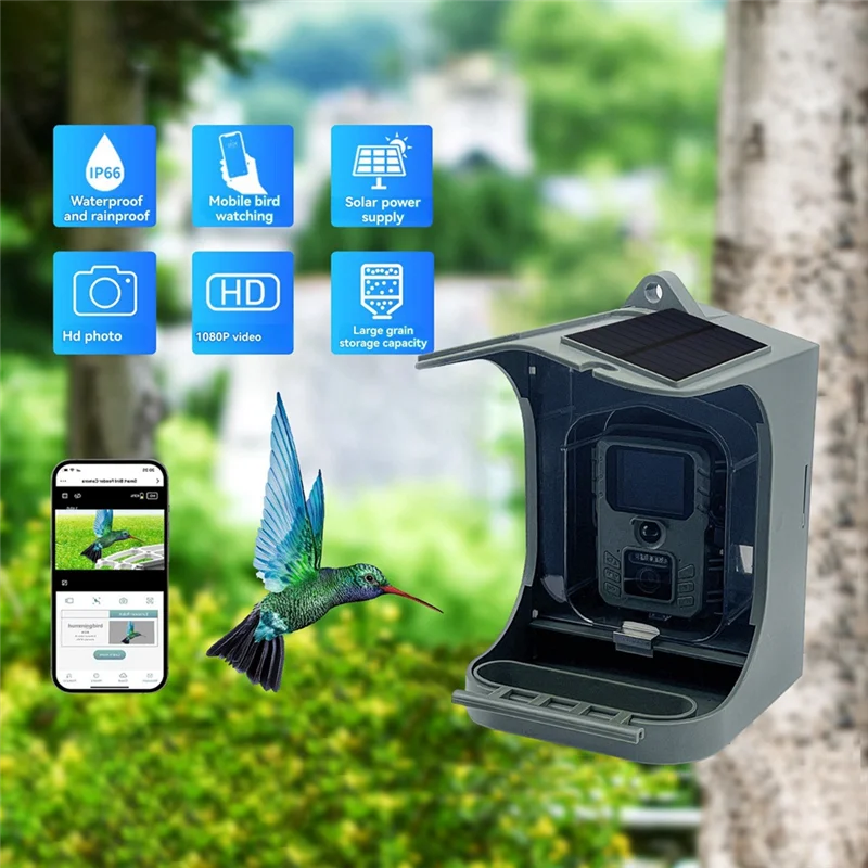 A12E-Smart Bird Feeder Camera With Solar Panel 1080P WIFI HD Bird Watching Camera Auto Birds Video Recording Wild Animals
A12E-Smart Bird Feeder Camera With Solar Panel 1080P WIFI HD Bird Watching Camera Auto Birds Video Recording Wild Animals
