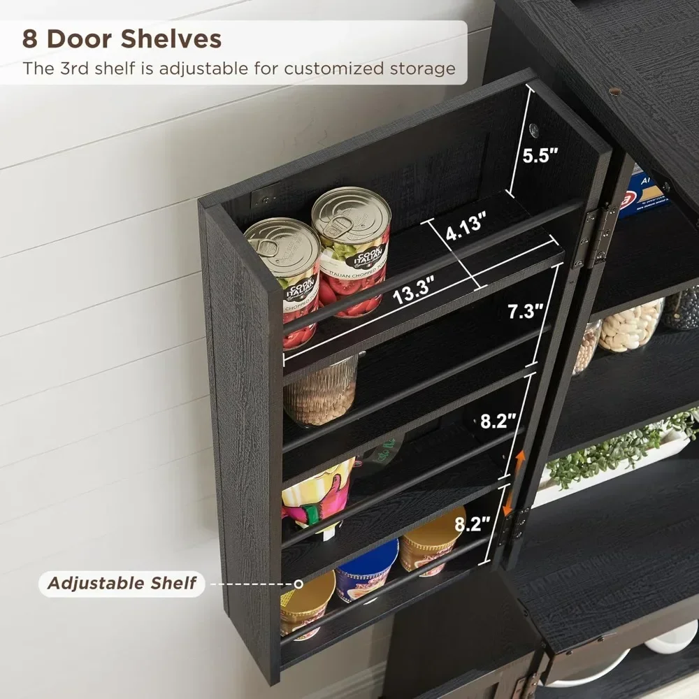 Кухонная кладовая высотой 72-дюймовый шкаф для хранения в фермерском доме с дверью сарая, органайзером, ящиком и регулируемыми полками, деревянный шкаф в деревенском стиле
Кухонная кладовая высотой 72-дюймовый шкаф для хранения в фермерском доме с дверью сарая, органайзером, ящиком и регулируемыми полками, деревянный шкаф в деревенском стиле