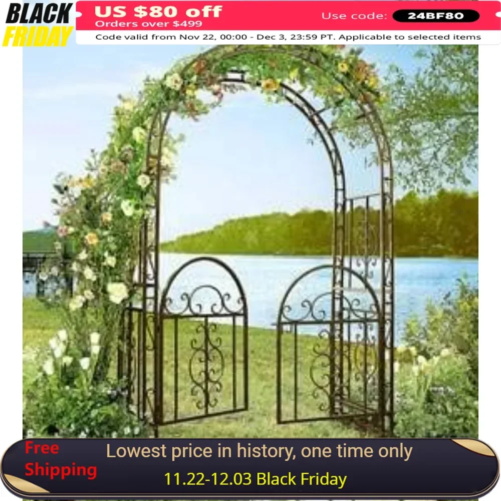 Garden Arch,Arch Metal Outdoor Garden Arbor Double Gate 84Hx 53W X 23D Black Trellis Lattice Climbing Plants,Wedding Arches
Garden Arch,Arch Metal Outdoor Garden Arbor Double Gate 84Hx 53W X 23D Black Trellis Lattice Climbing Plants,Wedding Arches