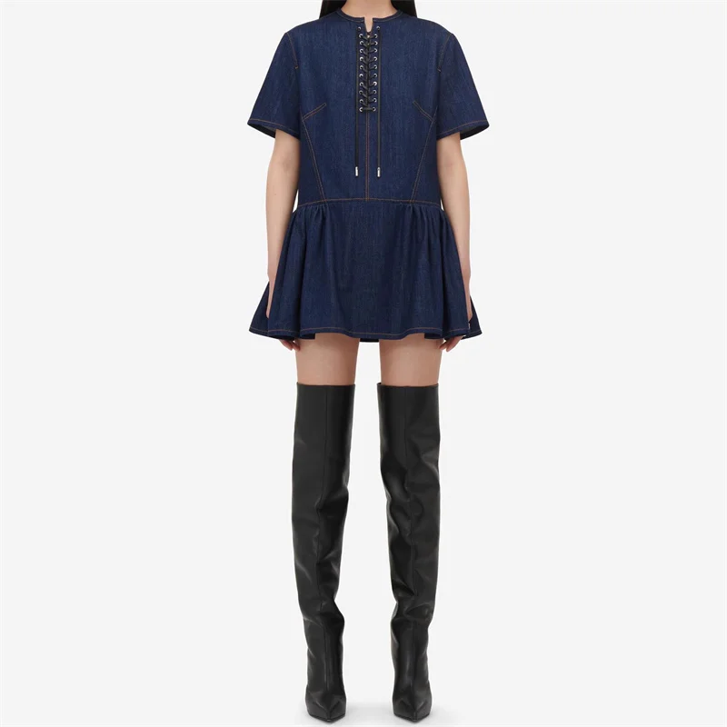 women's dress New autumn 2024 vintage pure cotton denim dress Lace up decoration short sleeved mini dress y2k Short dresses
women's dress New autumn 2024 vintage pure cotton denim dress Lace up decoration short sleeved mini dress y2k Short dresses