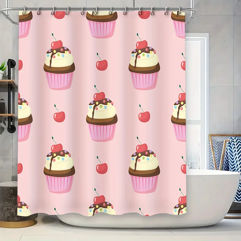 Симпатичная занавеска для душа с кексом розового цвета с вишневым дизайном для украшения ванной комнаты, водонепроницаемая ткань. Размер: 72x84 (183x213 см).
Симпатичная занавеска для душа с кексом розового цвета с вишневым дизайном для украшения ванной комнаты, водонепроницаемая ткань. Размер: 72x84 (183x213 см).