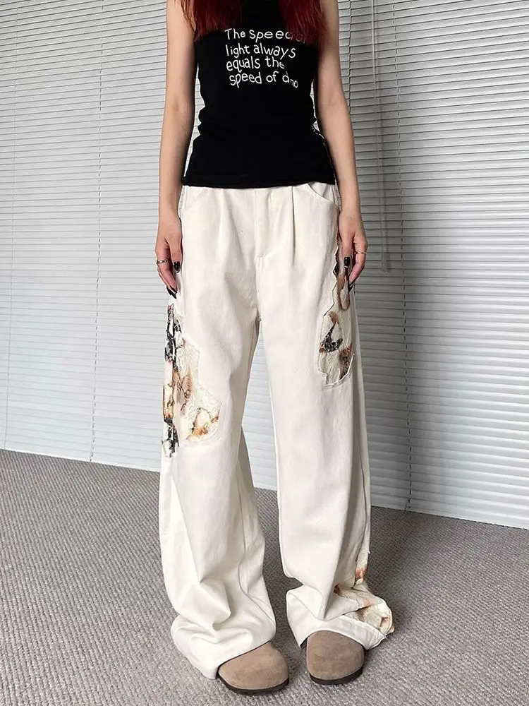 American Vintage Jeans Lace Patchwork Casual Loose High Waist Design Straight Pants Y2k Harajuku Aesthetics 2025 Women Clothing 
American Vintage Jeans Lace Patchwork Casual Loose High Waist Design Straight Pants Y2k Harajuku Aesthetics 2025 Women Clothing