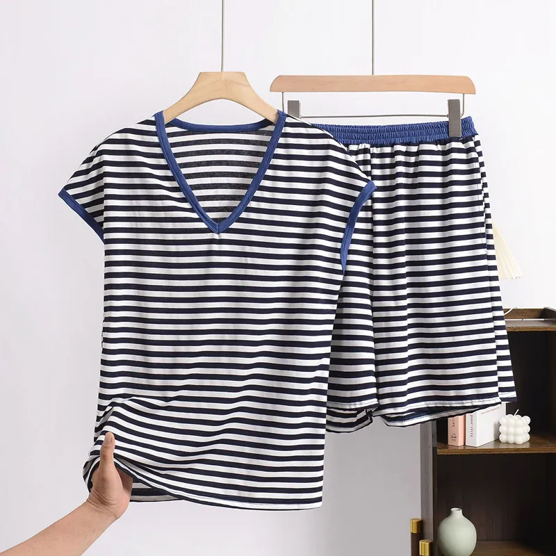 XL-8XL пижама Femme ансамбль модные шорты с короткими рукавами комплект плюс размер полосатые летние пижамы женская одежда для сна ночной домашний костюм
XL-8XL пижама Femme ансамбль модные шорты с короткими рукавами комплект плюс размер полосатые летние пижамы женская одежда для сна ночной домашний костюм