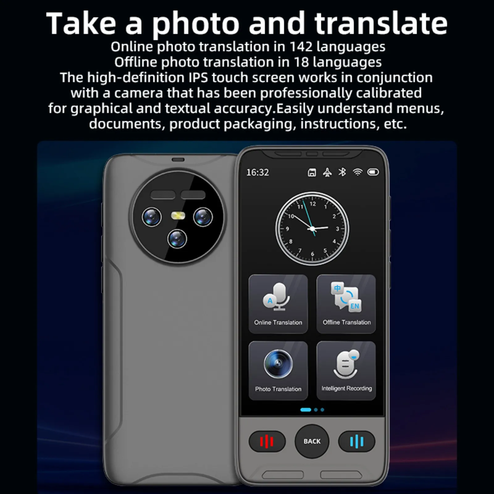 AI Voice Translator 142 Languages Online Translation and 18 Languages Offline 3.5 Inch Touch Screen Two-way Real-time Translator
AI Voice Translator 142 Languages Online Translation and 18 Languages Offline 3.5 Inch Touch Screen Two-way Real-time Translator