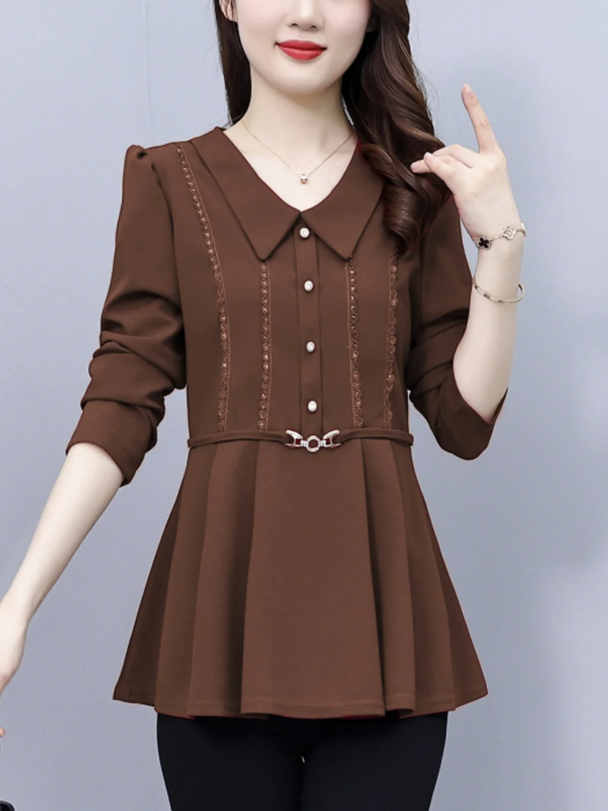 Lace Trim Long Sleeve Base Shirt Women's Spring Autumn New Style Mommy Clothes Belly Cover Waist Cinch Top Casual Style Silk ...
Lace Trim Long Sleeve Base Shirt Women's Spring Autumn New Style Mommy Clothes Belly Cover Waist Cinch Top Casual Style Silk ...
