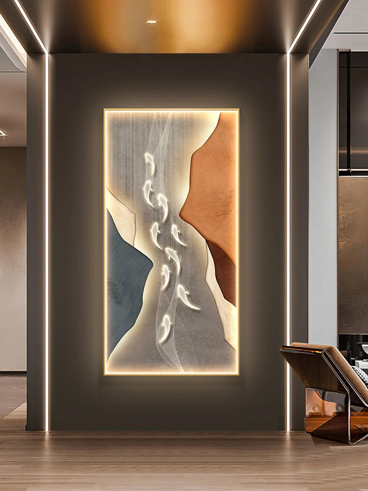 Modern Long Porch Art Decorative Painting Led Light Painting Corridor Hanging Painting Abstract Fish Living Room Mural Lamp E27
Modern Long Porch Art Decorative Painting Led Light Painting Corridor Hanging Painting Abstract Fish Living Room Mural Lamp E27