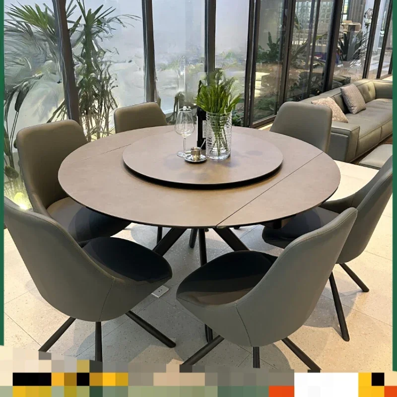 Round dining table, small apartment Italian minimalist retractable dining table and chair combination
Round dining table, small apartment Italian minimalist retractable dining table and chair combination
