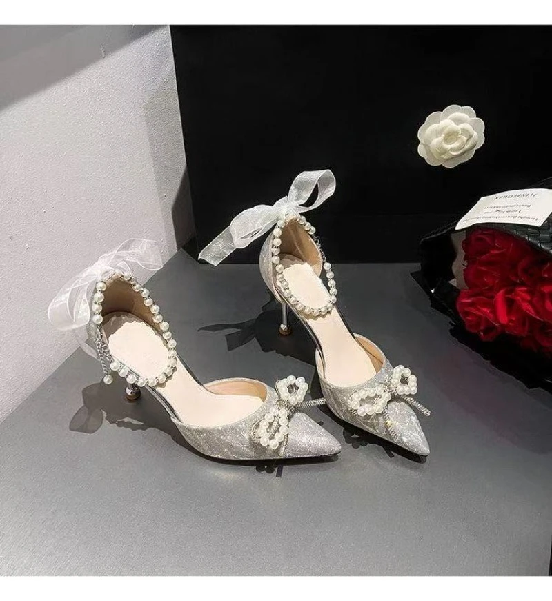 Women High Heeled Sandals Summer Fashion Bow Pearl Woman Pointed Toe Pumps Elegant Woman Sandals Party Lady Shoes
Women High Heeled Sandals Summer Fashion Bow Pearl Woman Pointed Toe Pumps Elegant Woman Sandals Party Lady Shoes