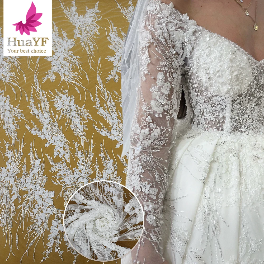 Hot Selling French Beaded Sequin Embroidered Bridal Lace Women Wedding Dress Fabric HY2181-1
Hot Selling French Beaded Sequin Embroidered Bridal Lace Women Wedding Dress Fabric HY2181-1
