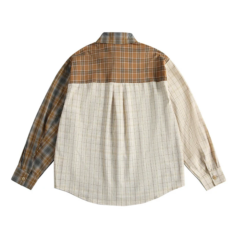 Splice Plaid Shirt Men Streetwear Fashion Loose Casual Oversize Long Sleeve Shirts Campus Boy Spring Autumn Shirt Blouse
Splice Plaid Shirt Men Streetwear Fashion Loose Casual Oversize Long Sleeve Shirts Campus Boy Spring Autumn Shirt Blouse