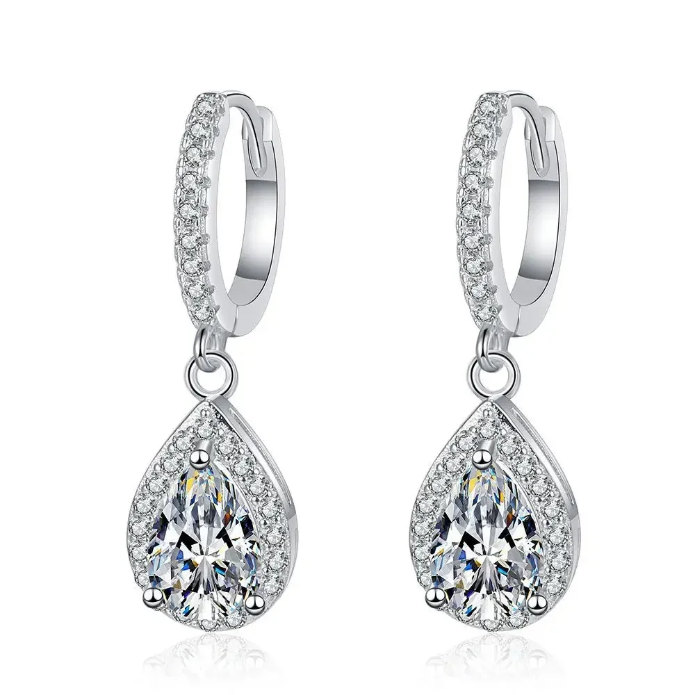 Exquisite 925 Sterling Silver Water Drop round Zircon Inlay Pendant Hoop Earrings Women's Wedding Jewelry Rhinestone CZ Eardrop
Exquisite 925 Sterling Silver Water Drop round Zircon Inlay Pendant Hoop Earrings Women's Wedding Jewelry Rhinestone CZ Eardrop