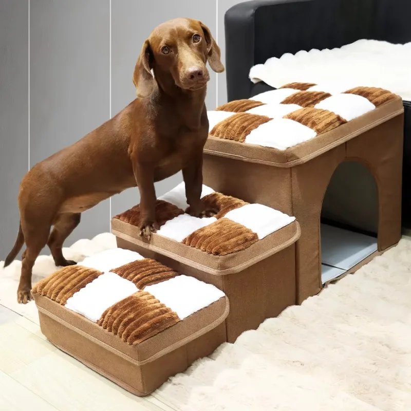 Luxury chessboard handmade 3-step dog staircase with storage and apartment top step foldable dog bed space
Luxury chessboard handmade 3-step dog staircase with storage and apartment top step foldable dog bed space