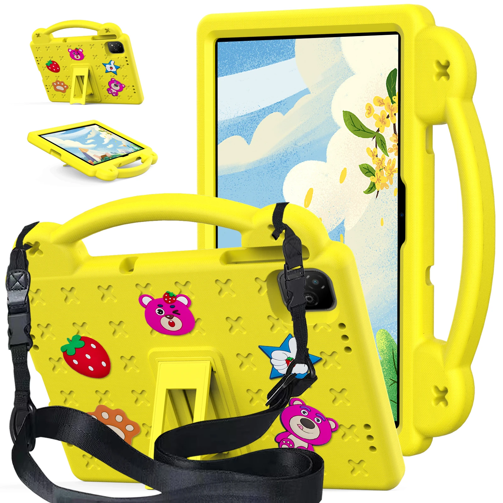 Kids EVA Handle Case For Infinix Xpad 11 inch X1101B 2024 X1101 11" Cute Strawberry Bear Tablet Cover with Shoulder Straps
Kids EVA Handle Case For Infinix Xpad 11 inch X1101B 2024 X1101 11" Cute Strawberry Bear Tablet Cover with Shoulder Straps