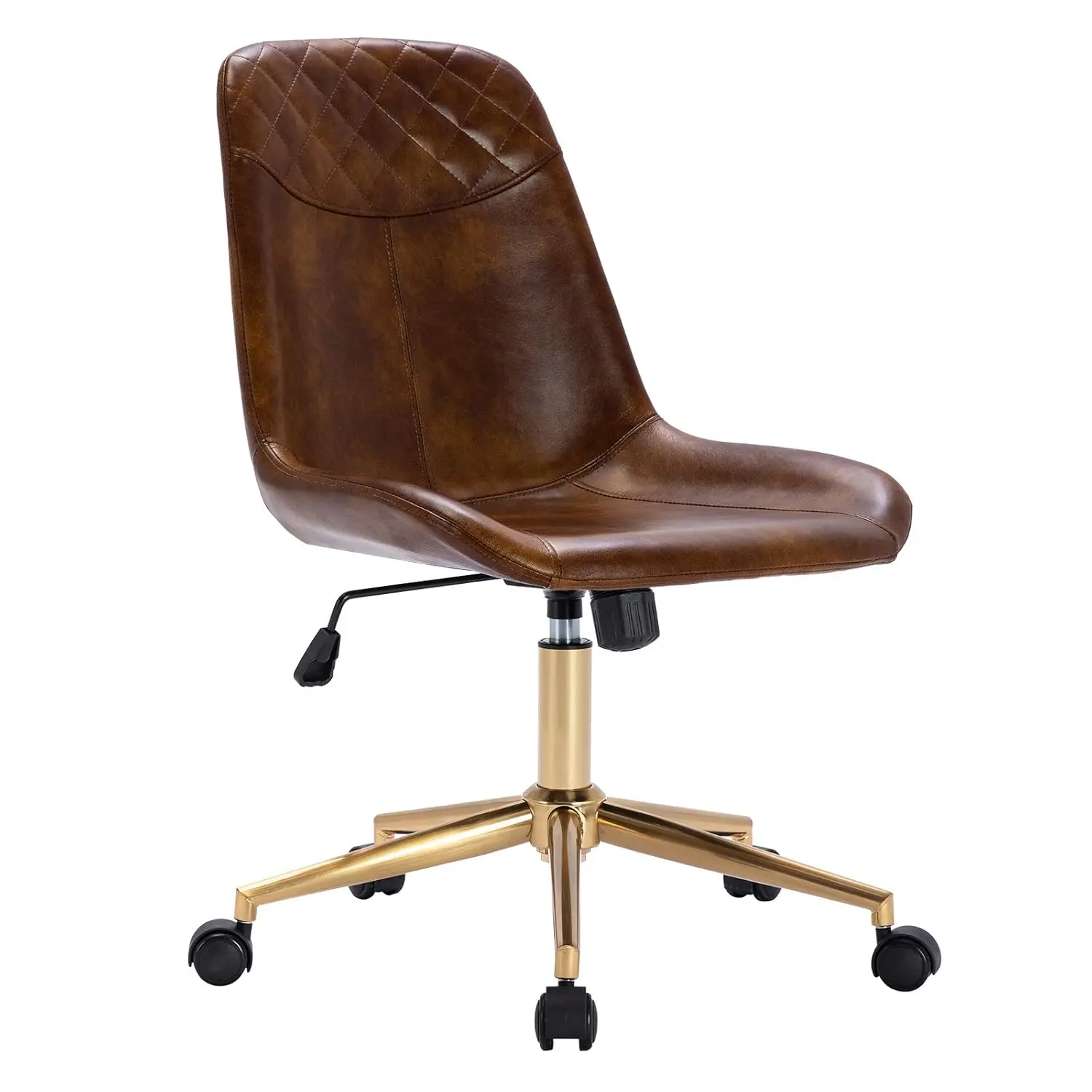 Modern PU Leather Office Chair Desk Chair Swivel Computer Chair with Gold Base Yellowish-Brown, Customized
Modern PU Leather Office Chair Desk Chair Swivel Computer Chair with Gold Base Yellowish-Brown, Customized