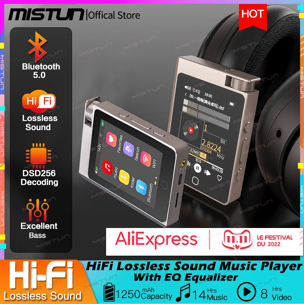 2022 New HiFi Player Bluetooth 5.0 MP3Player Support EQ Equalization Audio Music Player Portable FM Radio Ebook Metal Walkman
2022 New HiFi Player Bluetooth 5.0 MP3Player Support EQ Equalization Audio Music Player Portable FM Radio Ebook Metal Walkman