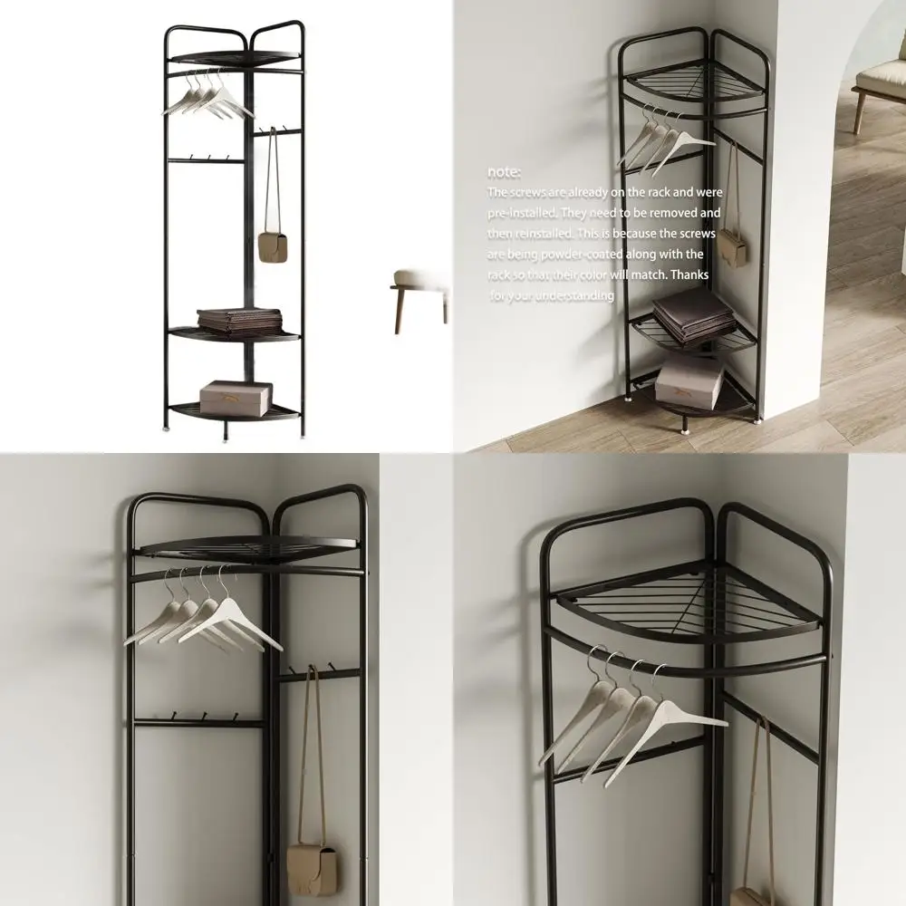 Металлическая угловая вешалка с 6 крючками и полкой для хранения для прихожей и спальни
Металлическая угловая вешалка с 6 крючками и полкой для хранения для прихожей и спальни