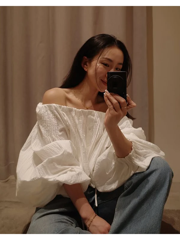 Spring Summer Holiday Style Lantern Sleeve Pleated One Shoulder Women's Shirt Casual Loose Fit Long Sleeve Short Length
Spring Summer Holiday Style Lantern Sleeve Pleated One Shoulder Women's Shirt Casual Loose Fit Long Sleeve Short Length