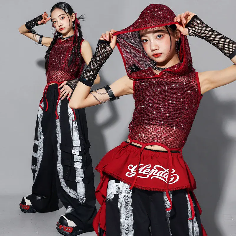 Детский костюм для джазовых танцев, одежда для выступлений K-pop, красный топ с пайетками, серебряные черные брюки, модная уличная танцевальная одежда 3521
Детский костюм для джазовых танцев, одежда для выступлений K-pop, красный топ с пайетками, серебряные черные брюки, модная уличная танцевальная одежда 3521