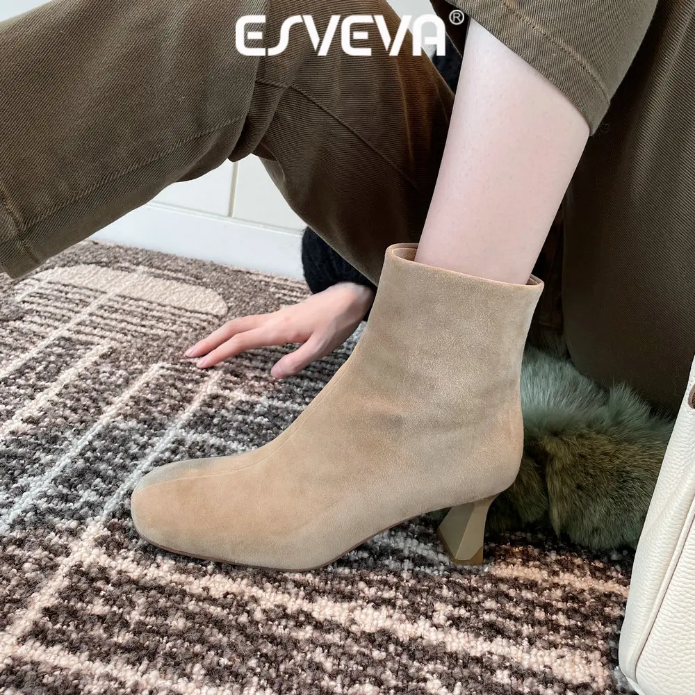 ESVEVA Fashion Winter Women Ankle Boots Cow Suede High Heels Autumn Zipper Lady Round Toe Shoes Sexy Dress Short Boots 34-43
ESVEVA Fashion Winter Women Ankle Boots Cow Suede High Heels Autumn Zipper Lady Round Toe Shoes Sexy Dress Short Boots 34-43