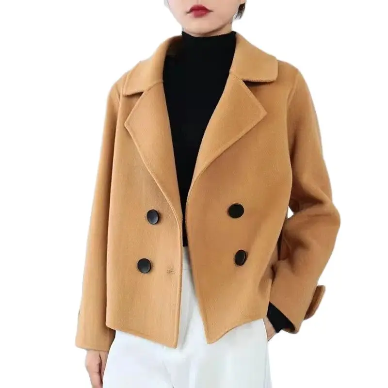 Fashion Double-Breasted Short Woolen Jacket Women's Spring Autumn Lining Woolen Coat Elegant Wool Suit Jacket Female Outerwear
Fashion Double-Breasted Short Woolen Jacket Women's Spring Autumn Lining Woolen Coat Elegant Wool Suit Jacket Female Outerwear