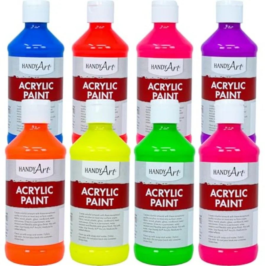 Acrylic Paint, Set of 8 Neon Colors, 8 oz Bottles, Semi-Gloss Student Fluid Acrylic, Creamy Flow Consistency, Rich Brilliant Co
Acrylic Paint, Set of 8 Neon Colors, 8 oz Bottles, Semi-Gloss Student Fluid Acrylic, Creamy Flow Consistency, Rich Brilliant Co
