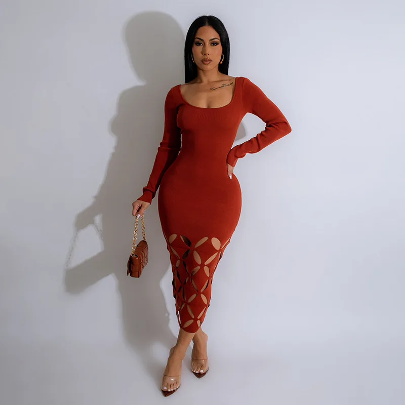 Autumn Sexy Square Neck Hollow Out Midi Dress Long Sleeve Solid Color Slim Fit High Waist Cutout Streetwear Winter Fashion 2024
Autumn Sexy Square Neck Hollow Out Midi Dress Long Sleeve Solid Color Slim Fit High Waist Cutout Streetwear Winter Fashion 2024