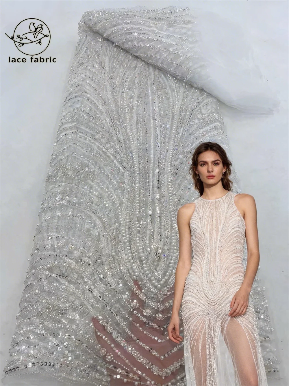 White Embroidery Sequins Beaded Nigerian African Lace Fabric 2026 High Quality Groom French Lace Fabric for Wedding Dress Sewing
White Embroidery Sequins Beaded Nigerian African Lace Fabric 2026 High Quality Groom French Lace Fabric for Wedding Dress Sewing