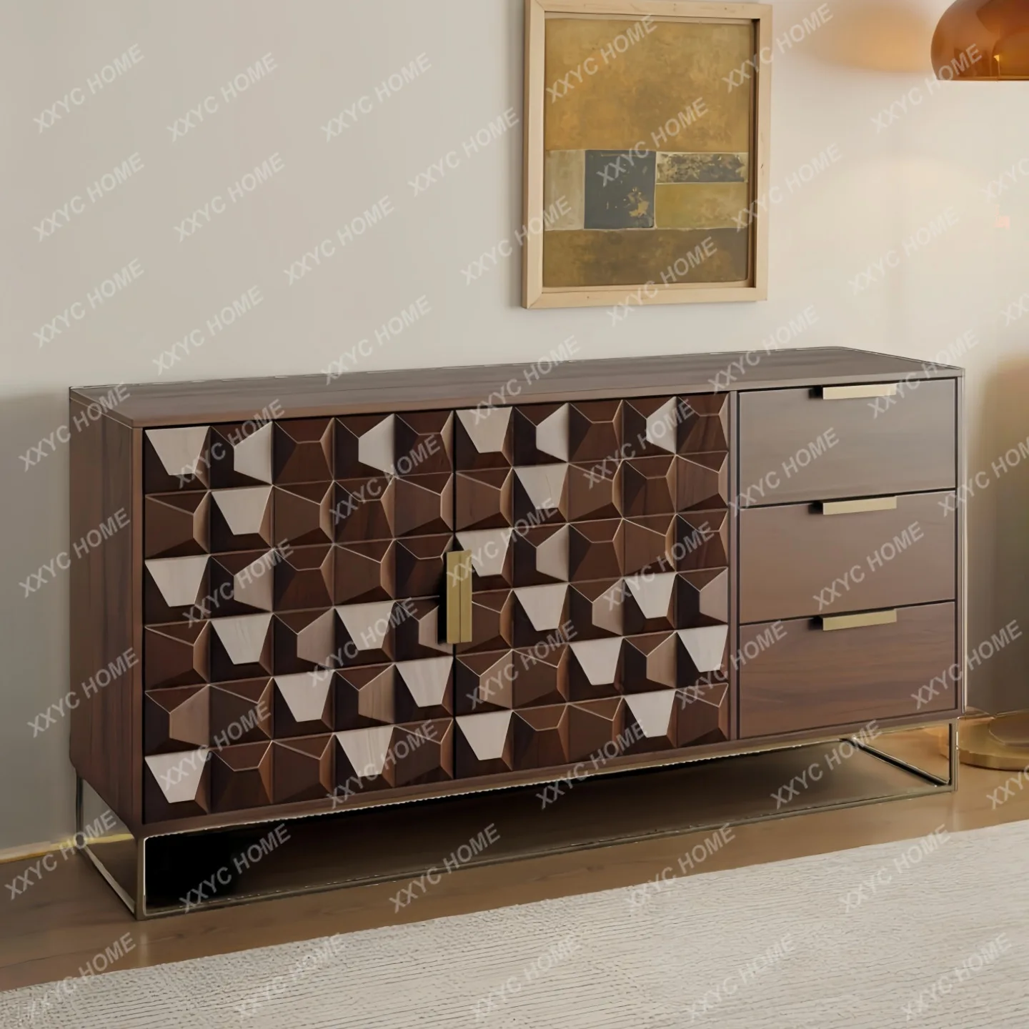 LXMedieval style lacquered solid wood sideboard wall integrated storage cabinet
LXMedieval style lacquered solid wood sideboard wall integrated storage cabinet