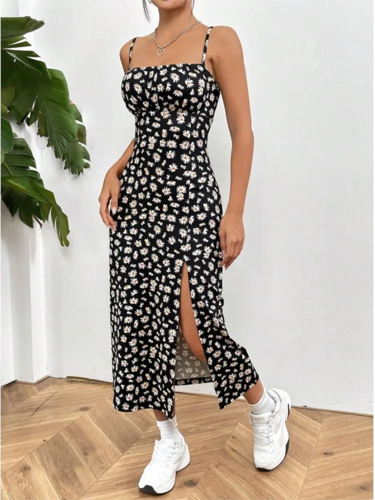 Women Floral Print Strapless Wrap Chest Party Dress Sleeveless High Slit Bodycon Midi Sundress New Fashion Vintage Beach Dress
Women Floral Print Strapless Wrap Chest Party Dress Sleeveless High Slit Bodycon Midi Sundress New Fashion Vintage Beach Dress