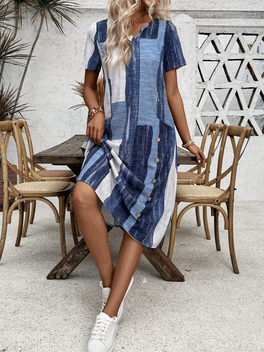 Women Casual Patchwork Print Dual Pocket Button Front Maxi Dress Spring Summer
Women Casual Patchwork Print Dual Pocket Button Front Maxi Dress Spring Summer
