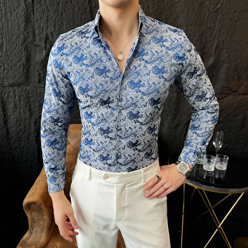 Мужские рубашки Slim Fit Корейская роскошная одежда Стильный принт Мужская классическая рубашка с длинным рукавом против морщин Элегантный смокинг для выпускного вечера 4XL-M
Мужские рубашки Slim Fit Корейская роскошная одежда Стильный принт Мужская классическая рубашка с длинным рукавом против морщин Элегантный смокинг для выпускного вечера 4XL-M