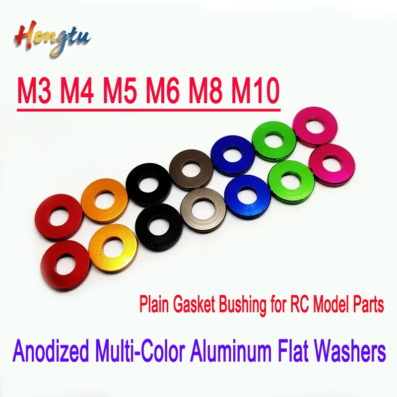 10pcs Anodized Multi-Color Aluminum Flat Washers (M5/M6/M8/M10) – Plain Gasket Bushing for RC Model Parts
10pcs Anodized Multi-Color Aluminum Flat Washers (M5/M6/M8/M10) – Plain Gasket Bushing for RC Model Parts