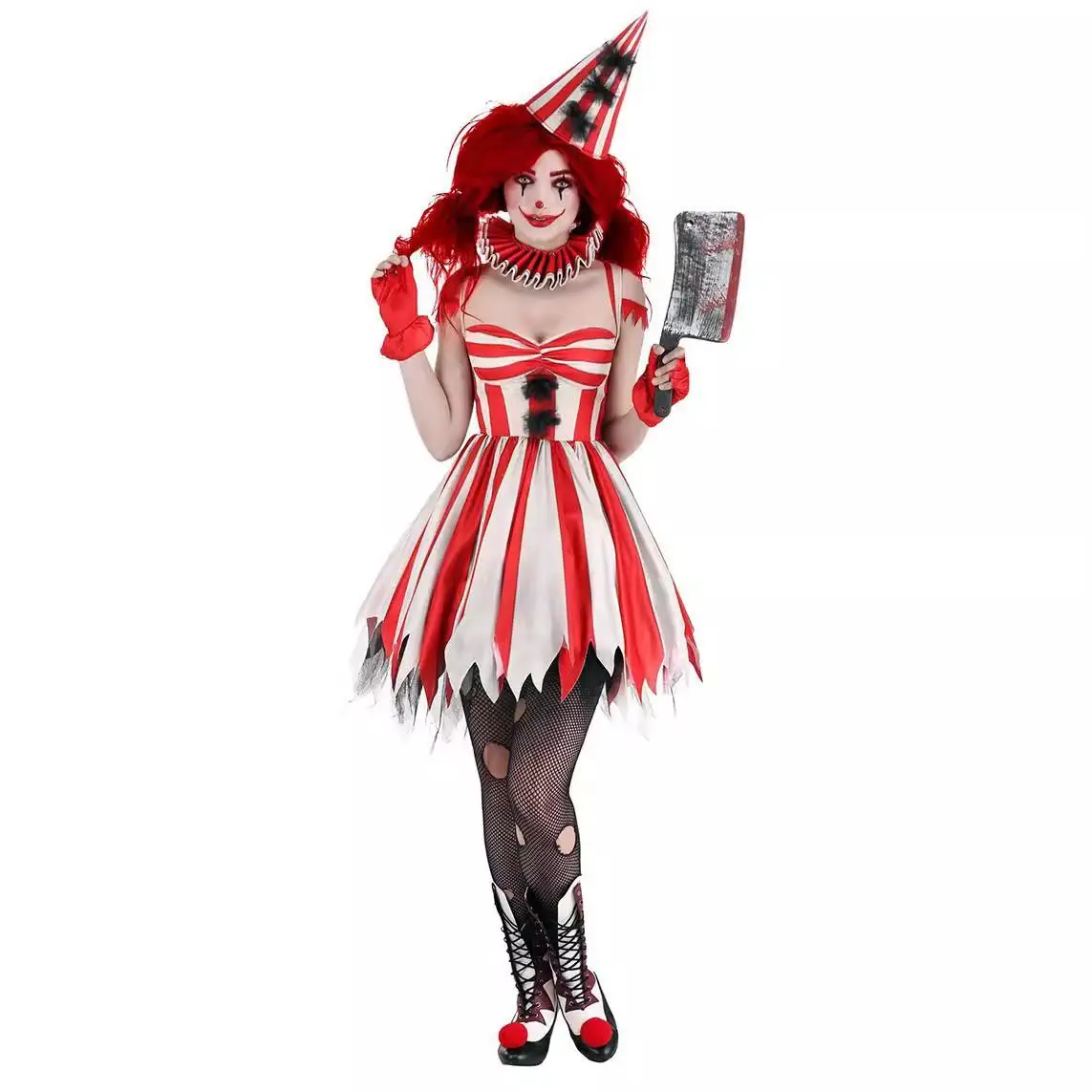 Adult Red Striped Dress Halloween Clown Circus Role-playing Costume Stage Performance Outfit Women's Traditional Chinese Costume
Adult Red Striped Dress Halloween Clown Circus Role-playing Costume Stage Performance Outfit Women's Traditional Chinese Costume