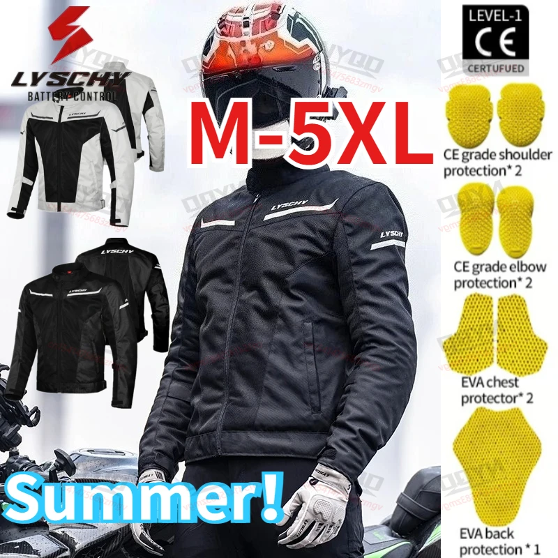LYSCHY Summer Motorcycle Jacket Mesh Breathable Reflective, CE Anti-drop Wear-resistant Moto Riding Coat for Men
LYSCHY Summer Motorcycle Jacket Mesh Breathable Reflective, CE Anti-drop Wear-resistant Moto Riding Coat for Men